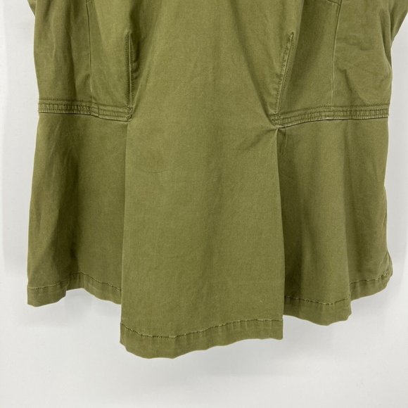 Lane Bryant Plus Size 20 Army Green Flutter Sleeve Canvas Peplum V-Neck Top Blou - Picture 11 of 11